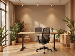 Verstelbaar Bureau Vamo T-poot 140x80cm Zwart Natuur eiken