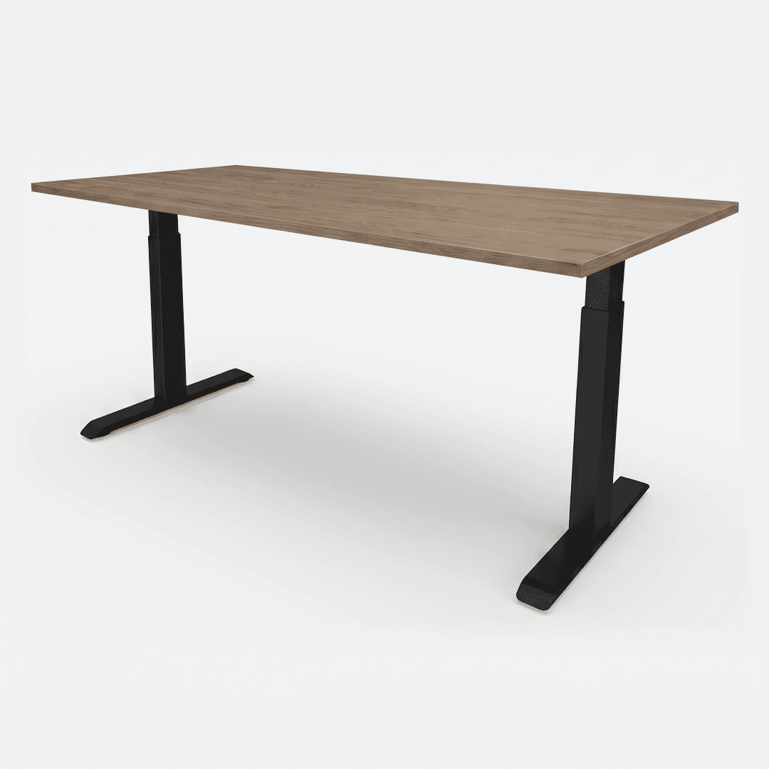 Verstelbaar Bureau Vamo T-poot 120x80cm Zwart Hickory Noten