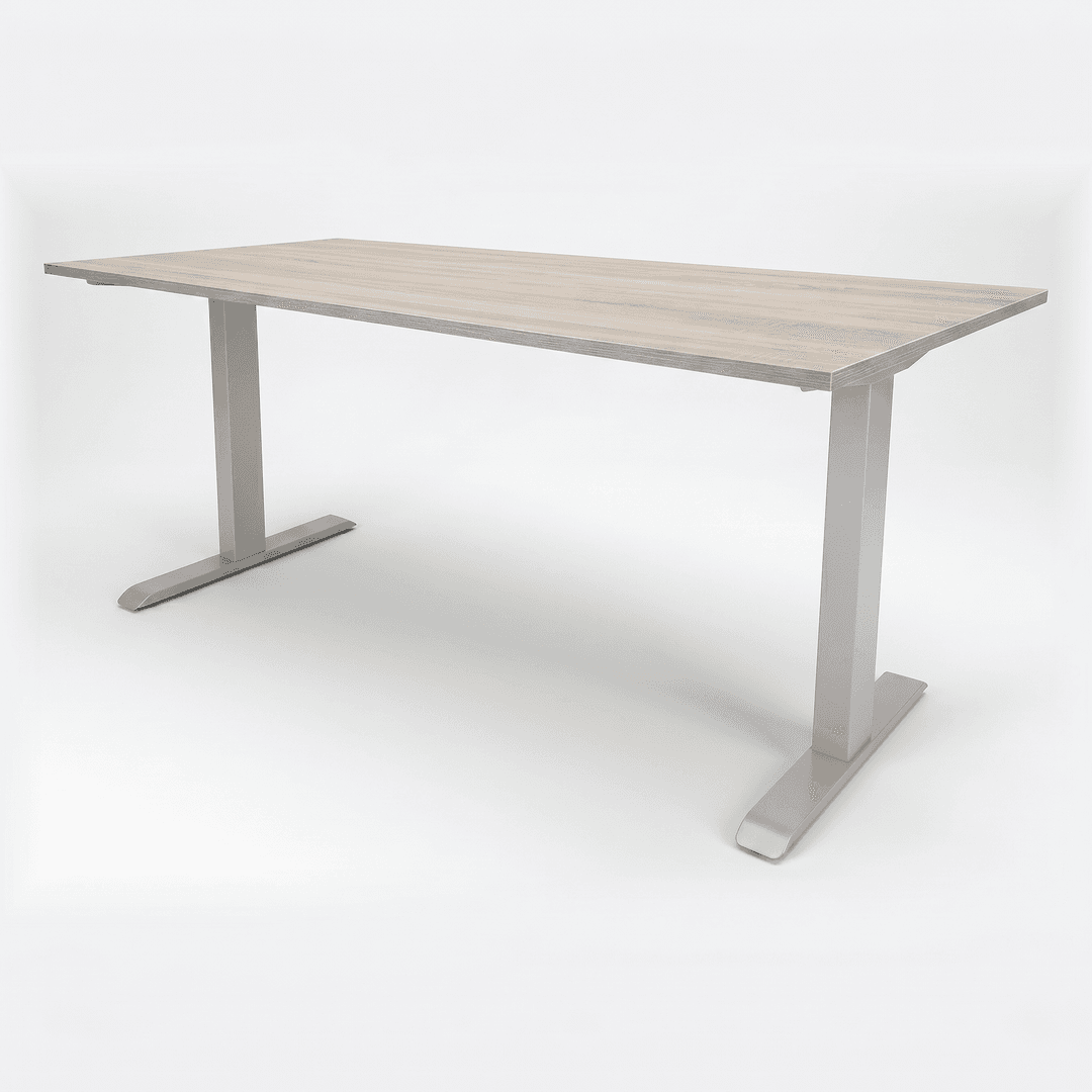 Verstelbaar Bureau Vamo T-poot 200x100cm Aluminium Midden eiken