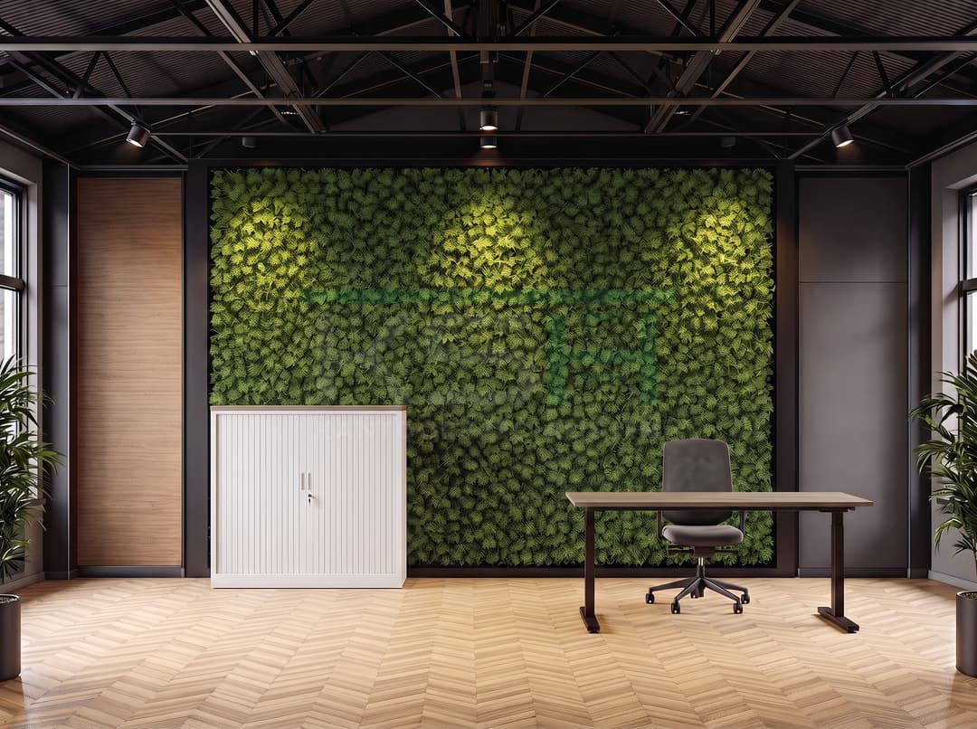 Roldeurkast Wit 135 x 120 x 43 cm Met topblad Hickory Noten