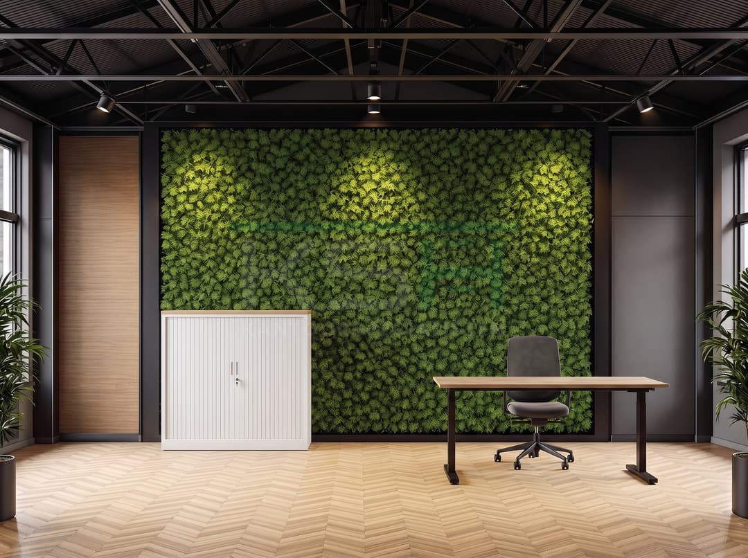 Roldeurkast Wit 135 x 120 x 43 cm Met topblad Natuur eiken