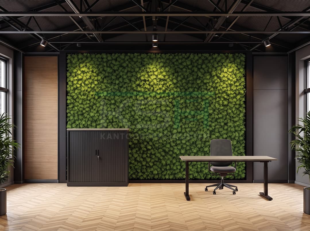 Roldeurkast Zwart 135 x 120 x 43 cm Met topblad Midden eiken