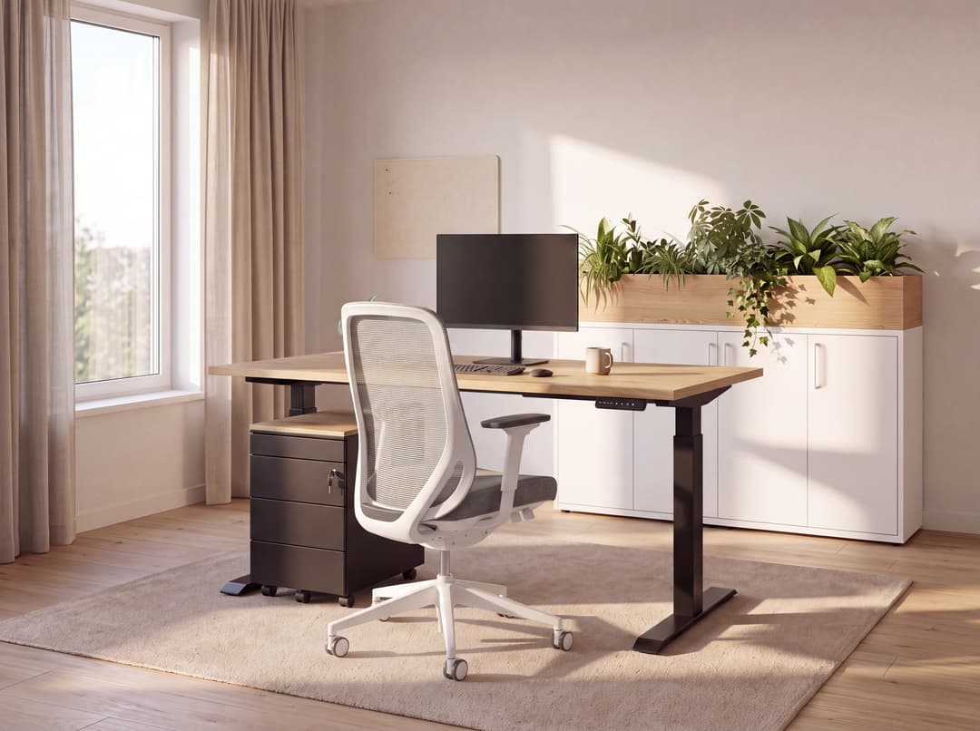 Zit-Sta Bureau Elektrisch 'Basic' 120x80cm Zwart - Natuur eiken
