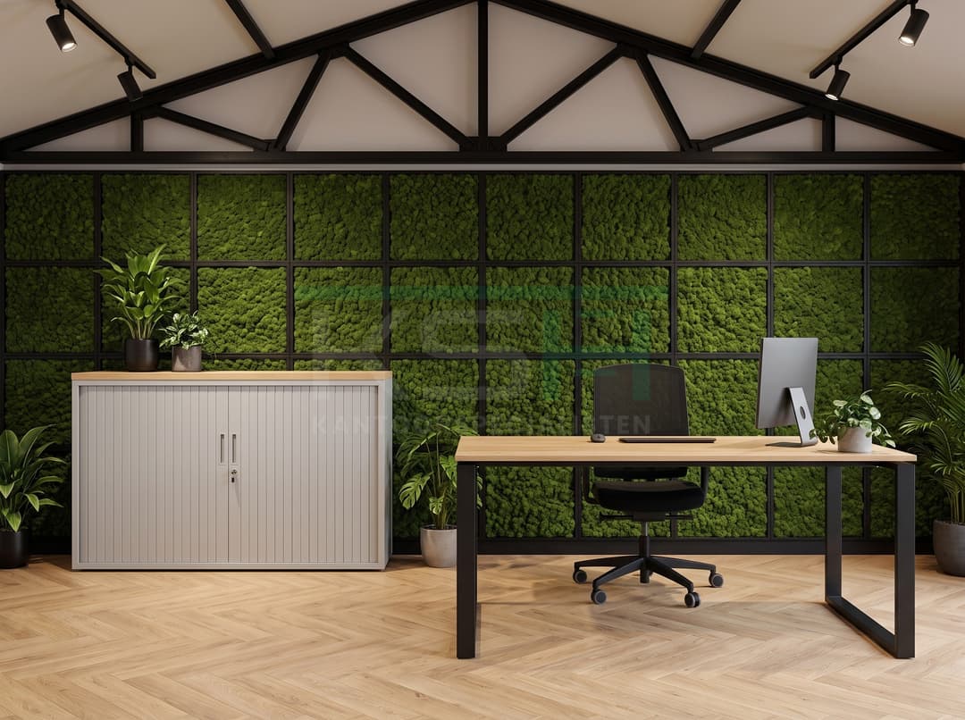 Roldeurkast Aluminium 72 x 120 x 43 cm Met topblad Natuur eiken