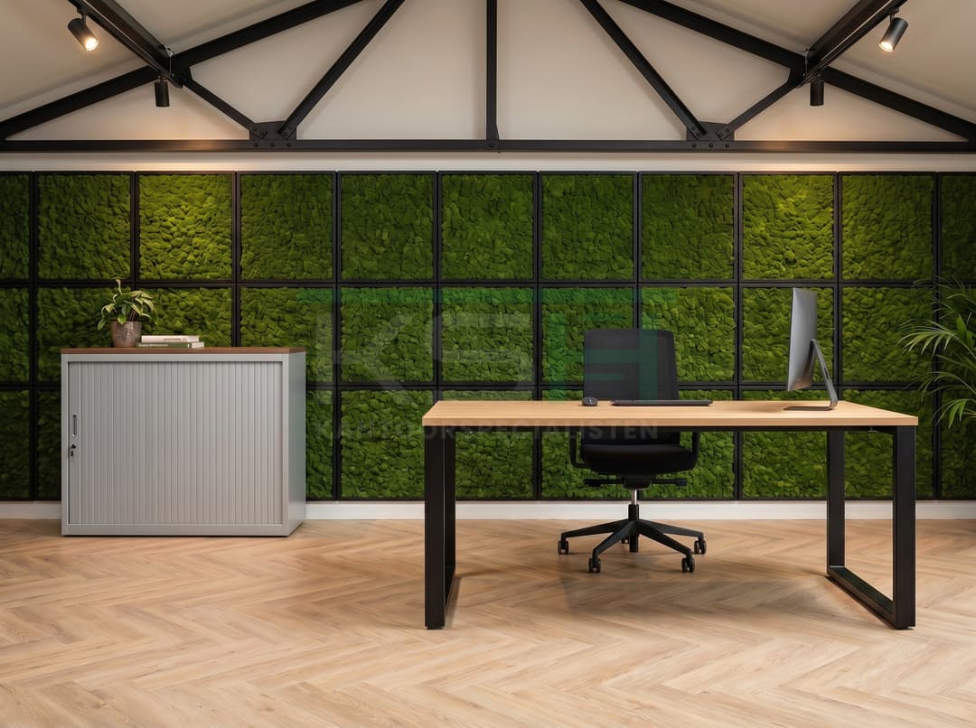 Roldeurkast Aluminium 72 x 80 x 43 cm Met topblad Hickory Noten