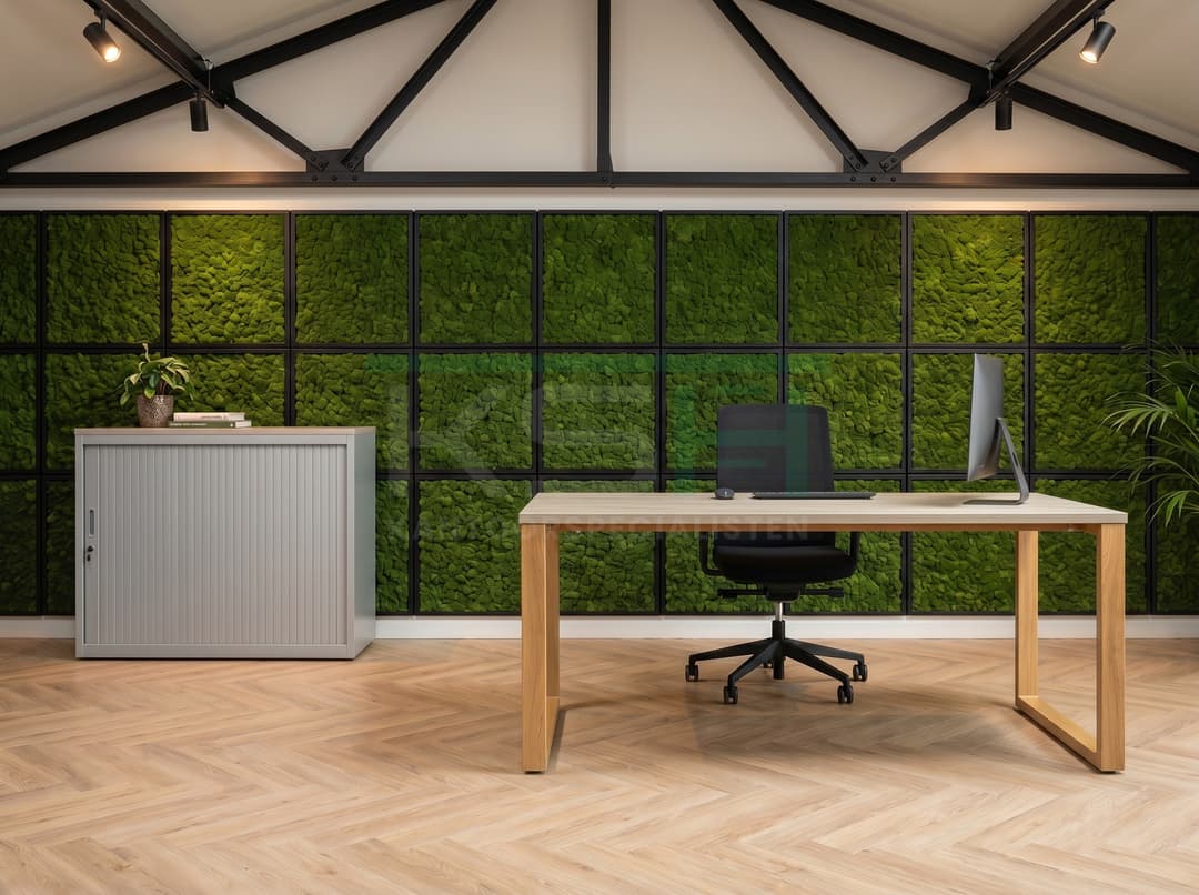 Roldeurkast Aluminium 72 x 80 x 43 cm Met topblad Midden eiken