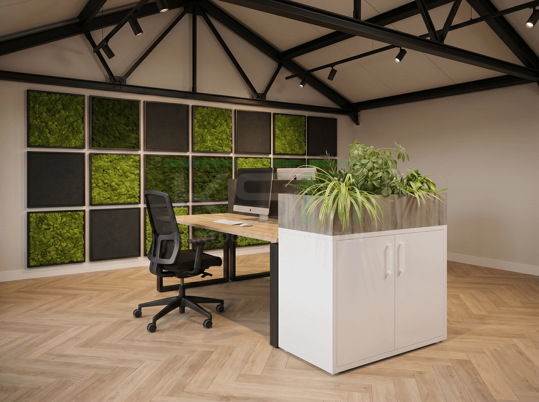 Opbergkast Wit 77 x 82 x 40 cm Met Midden eiken Plantenbak