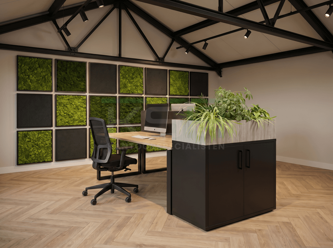 Opbergkast Zwart 77 x 82 x 40 cm Met Midden eiken Plantenbak