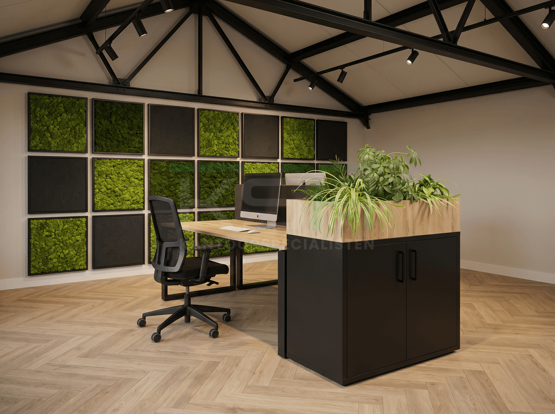 Opbergkast Zwart 77 x 82 x 40 cm Met Natuur eiken Plantenbak