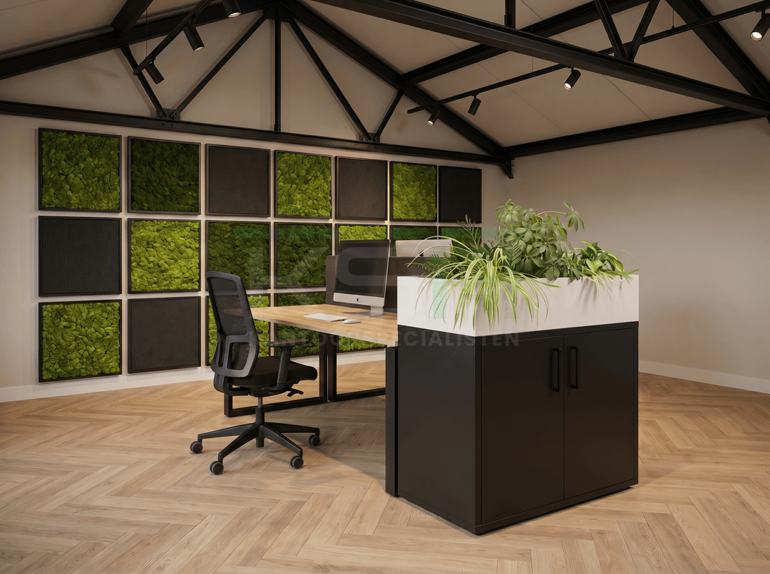 Opbergkast Zwart 77 x 82 x 40 cm Met Wit Plantenbak