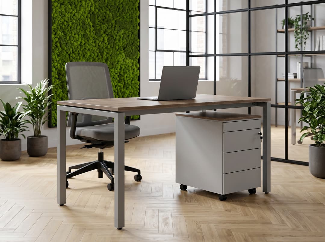 Ladeblok verrijdbaar 3 laden + pennenlade Aluminium Hickory Noten