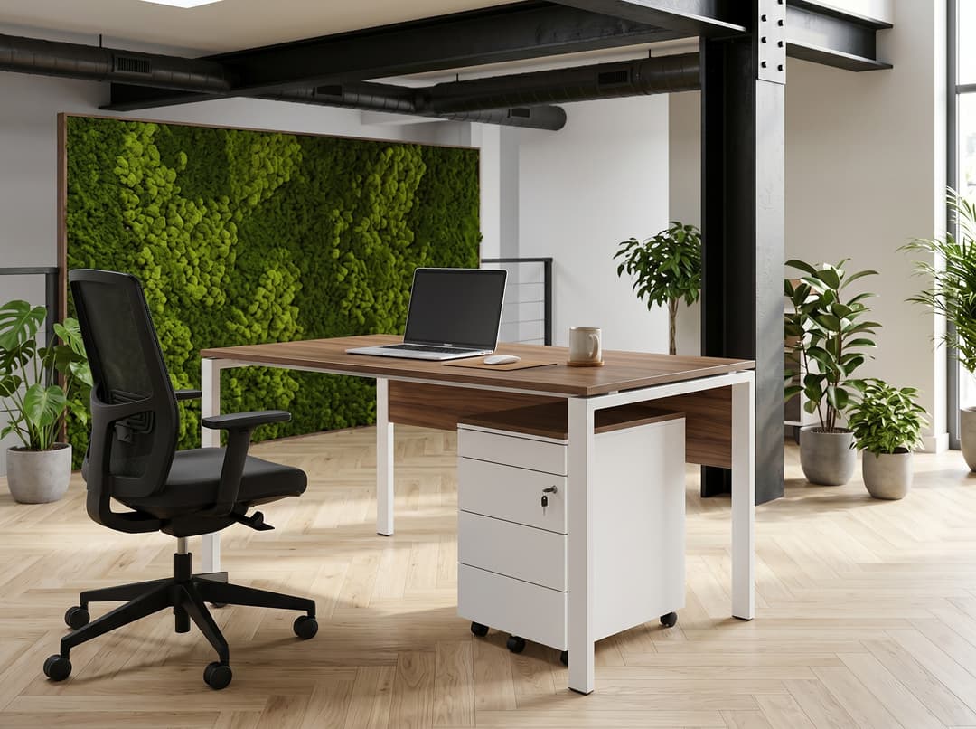 Ladeblok verrijdbaar 3 laden + pennenlade Wit Hickory Noten