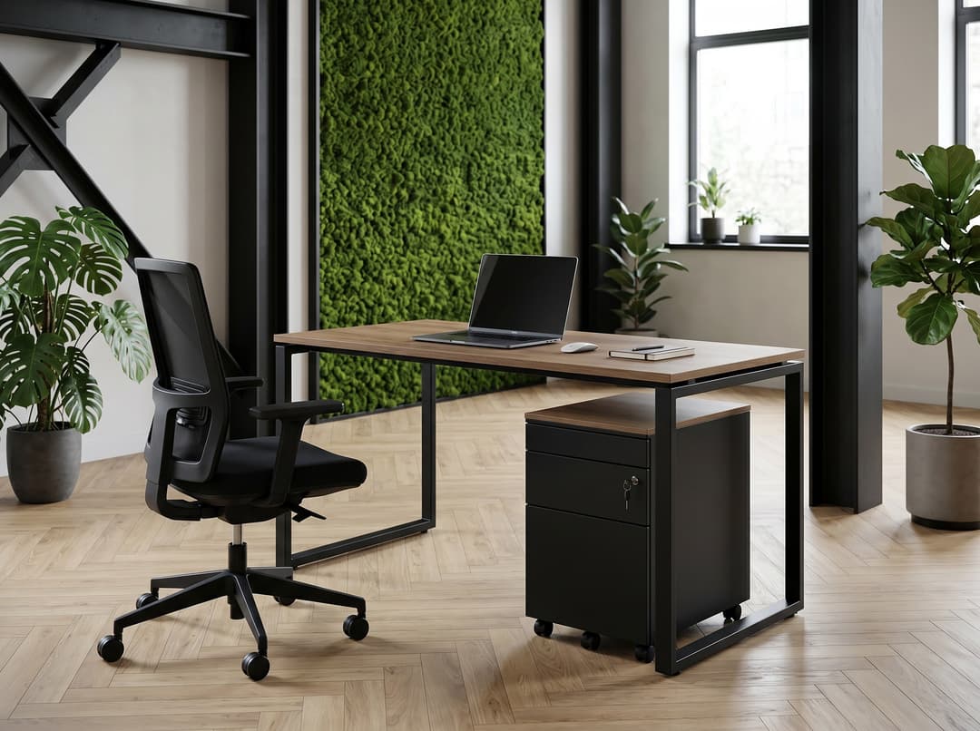 Ladeblok verrijdbaar Hangmappenlade, lade + pennenlade Zwart Hickory Noten