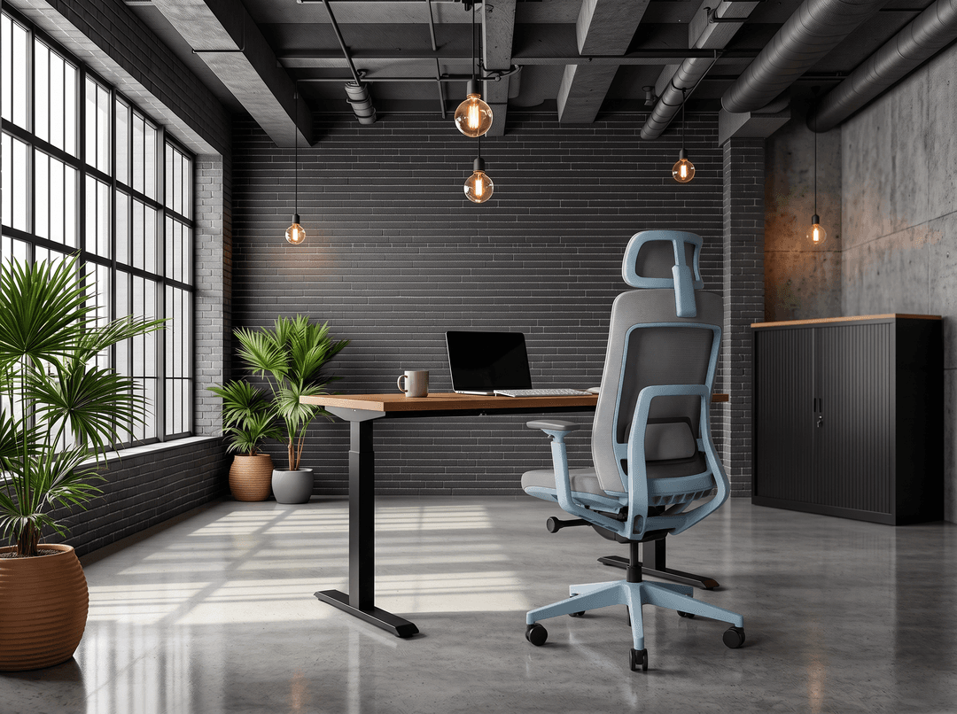 Ergonomische bureaustoel 'Milo' – Lichtblauw met hoofdsteun