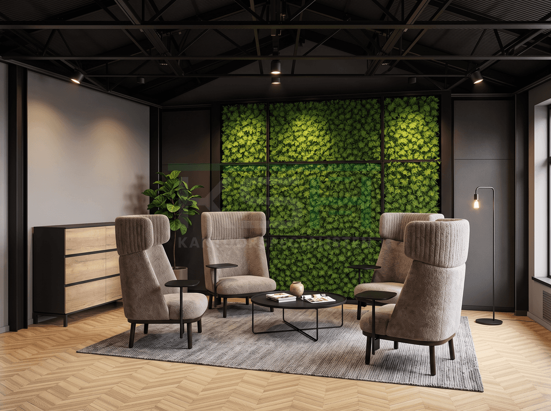 Akoestische loungefauteuil 'Silke' – Beige met tafeltje