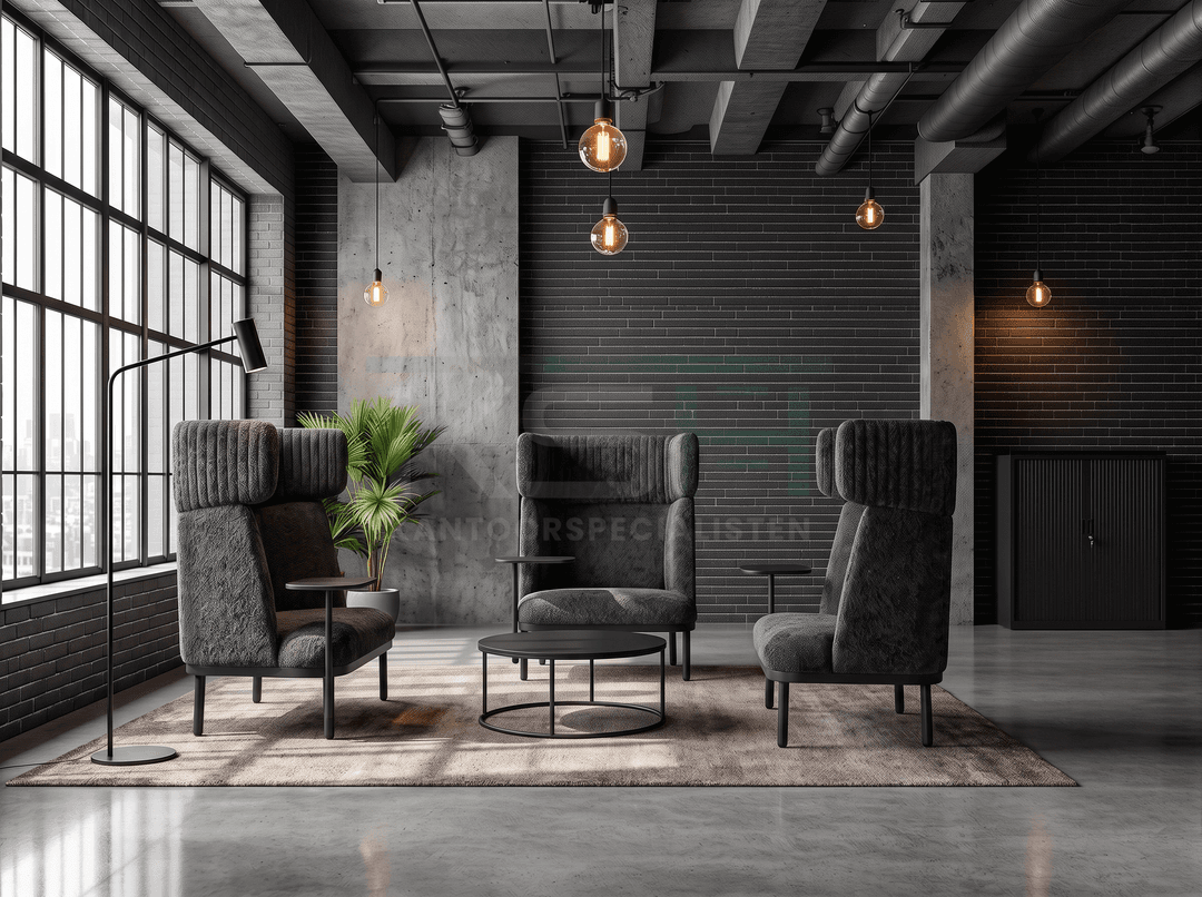 Akoestische loungefauteuil 'Silke' – Zwart met tafeltje