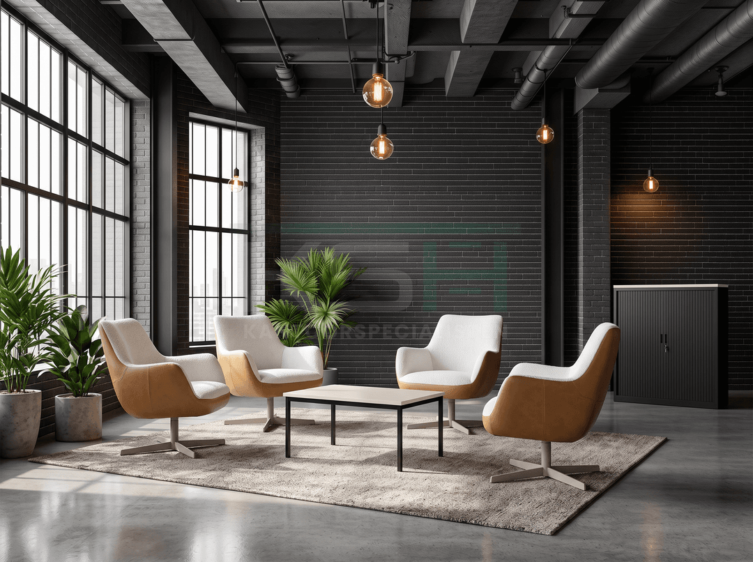 Fauteuil 'Mila' – Cognac bouclé/leer