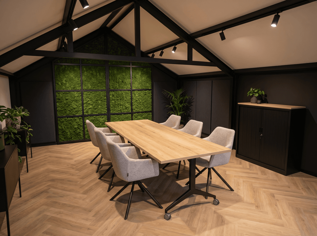 Inklapbare en verrijdbare Kantinetafel recht 120x80cm Zwart Natuur eiken