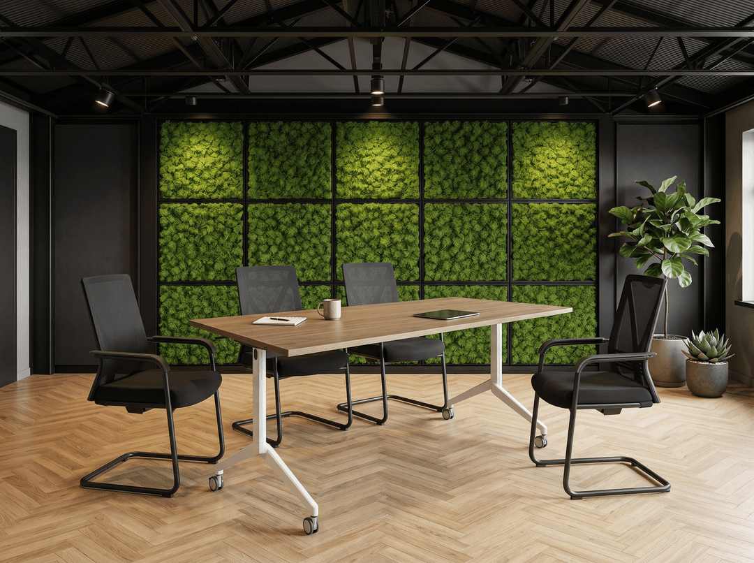 Inklapbare en verrijdbare Vergadertafel recht 120x80cm Wit Hickory Noten
