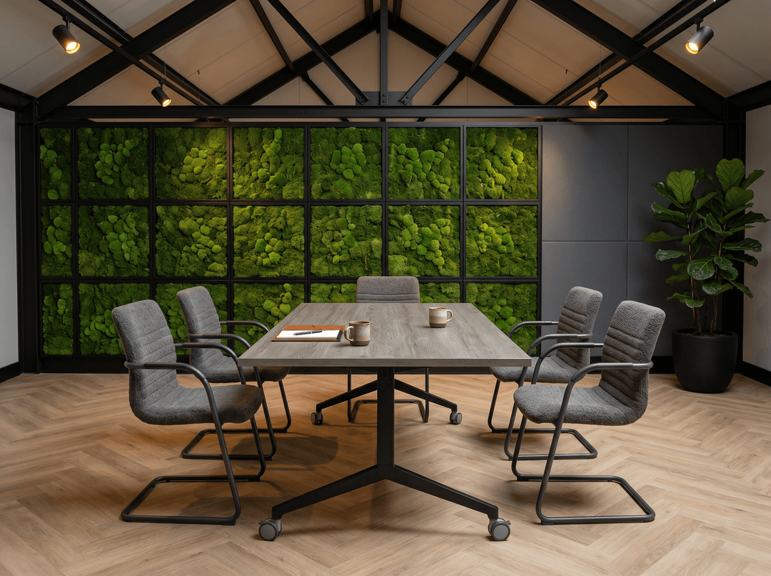 Inklapbare en verrijdbare Kantinetafel recht 140x80cm Zwart Bruin eiken