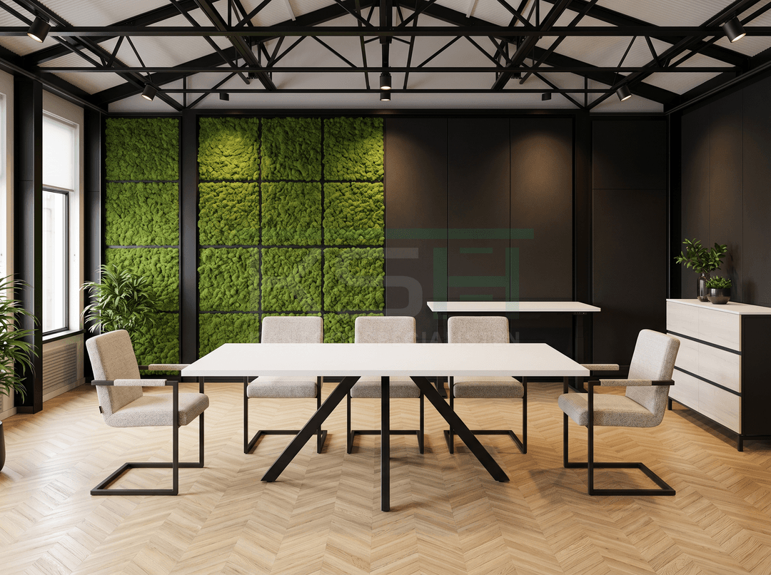 Spinpoot Vergadertafel recht 120x80cm Zwart Wit