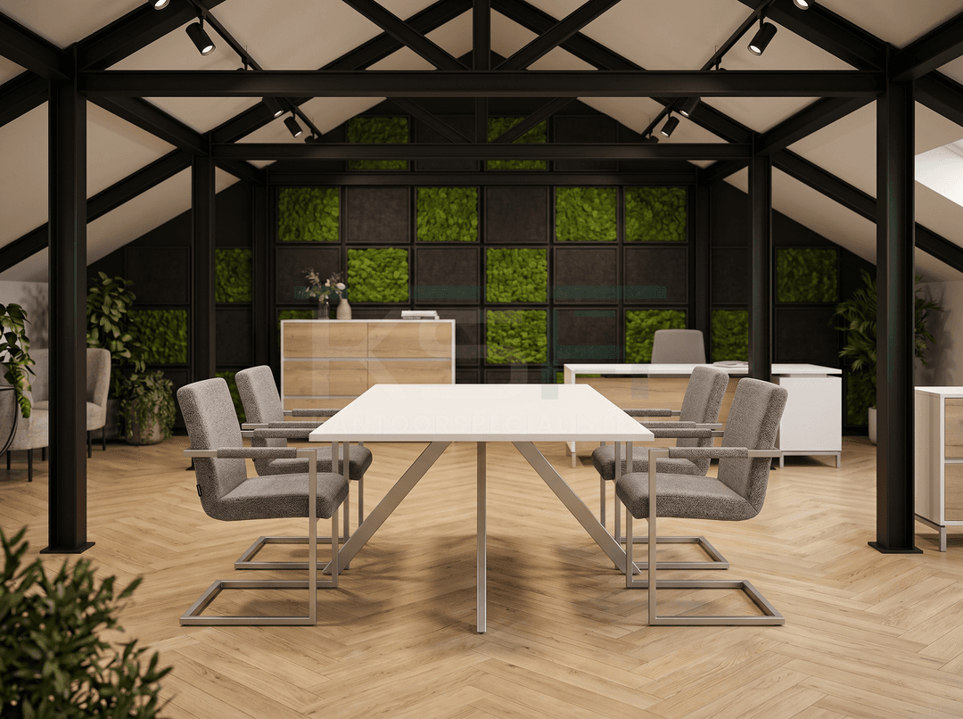 Spinpoot Vergadertafel recht 120x80cm Aluminium Wit
