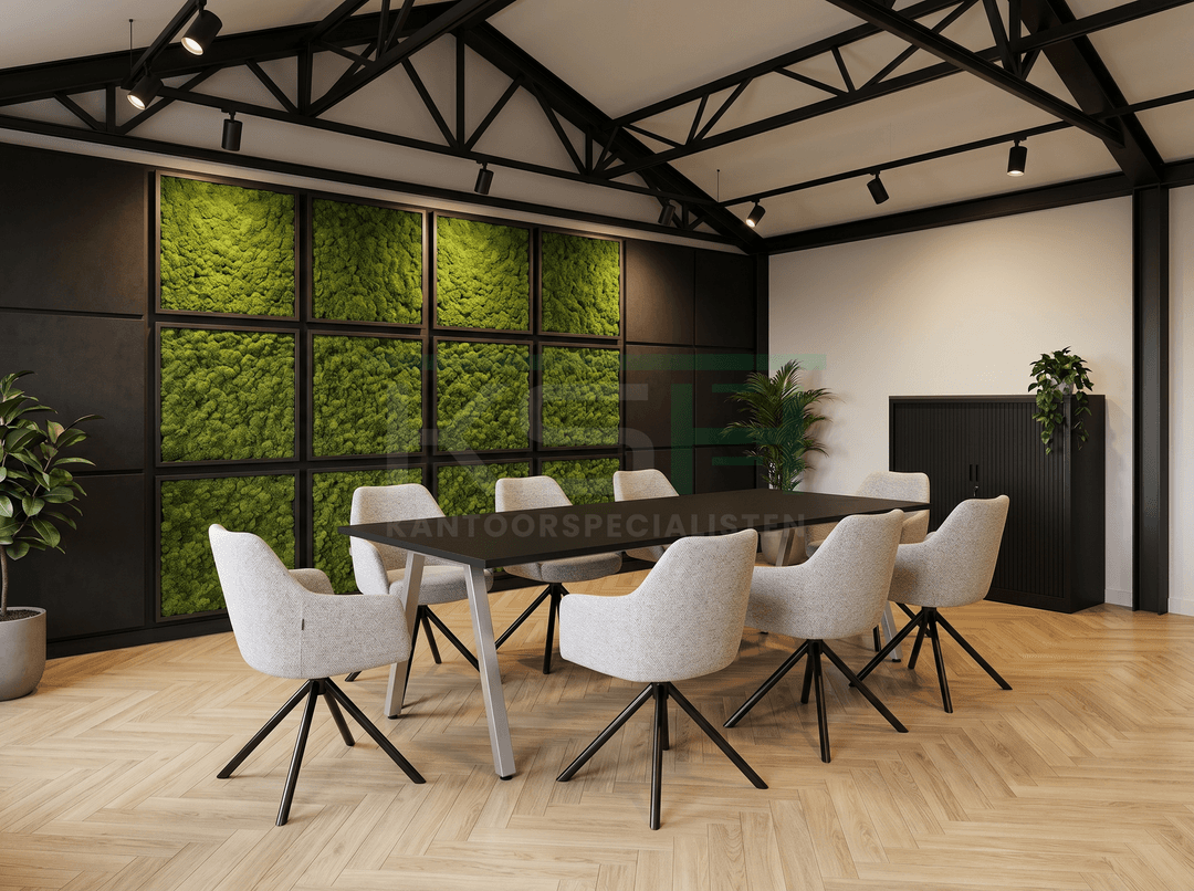 V-poot Vergadertafel recht 200x100cm Aluminium Zwart