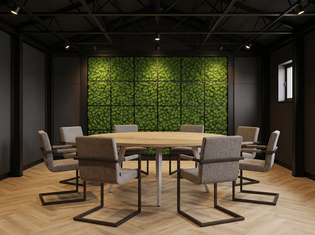 Vergadertafel rond Real-poot Ø160cm Aluminium Natuur eiken