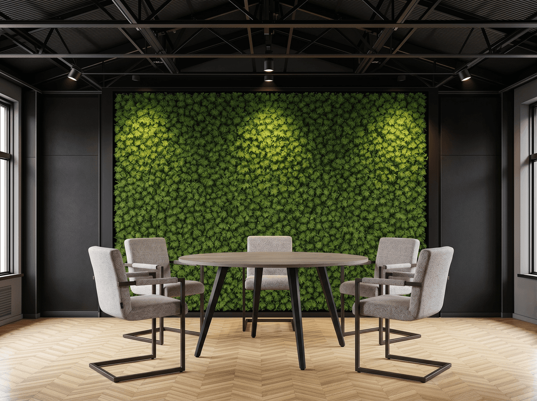 Ronde Real-poot Kantinetafel Ø120cm Zwart Midden eiken
