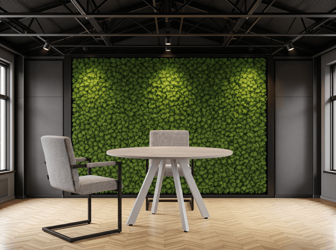 Ronde Spinpoot Kantinetafel Ø80cm Aluminium Midden eiken