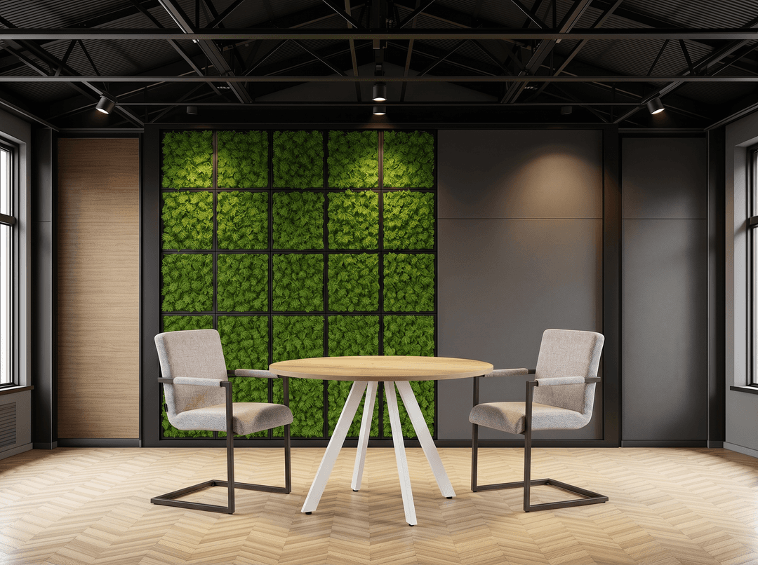 Ronde Spinpoot Kantinetafel Ø80cm Wit Natuur eiken