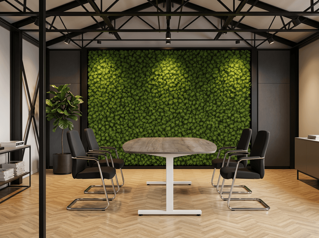 Vamo T-poot Vergadertafel Deens Ovaal 240x120cm Wit - Bruin eiken