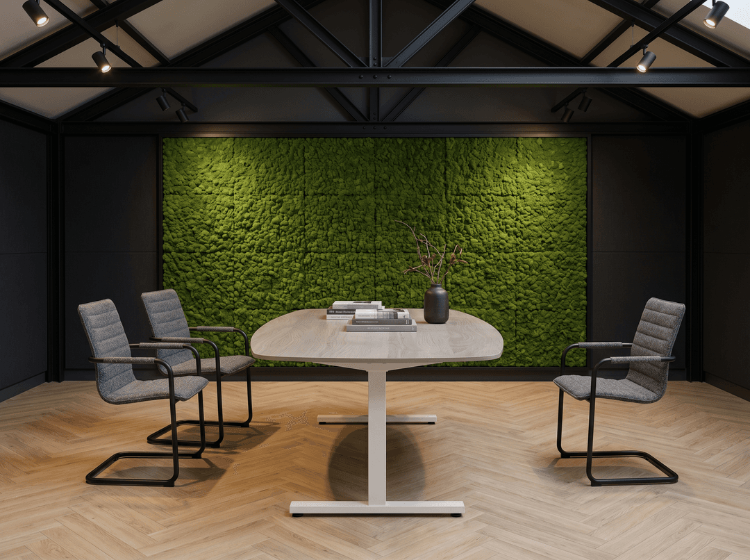 Vamo T-poot Vergadertafel Deens Ovaal 240x120cm Wit - Midden eiken