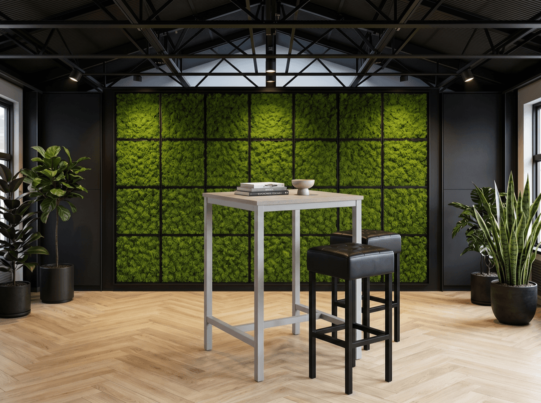 4-poots Bartafel vierkant 80x80cm Aluminium Midden eiken