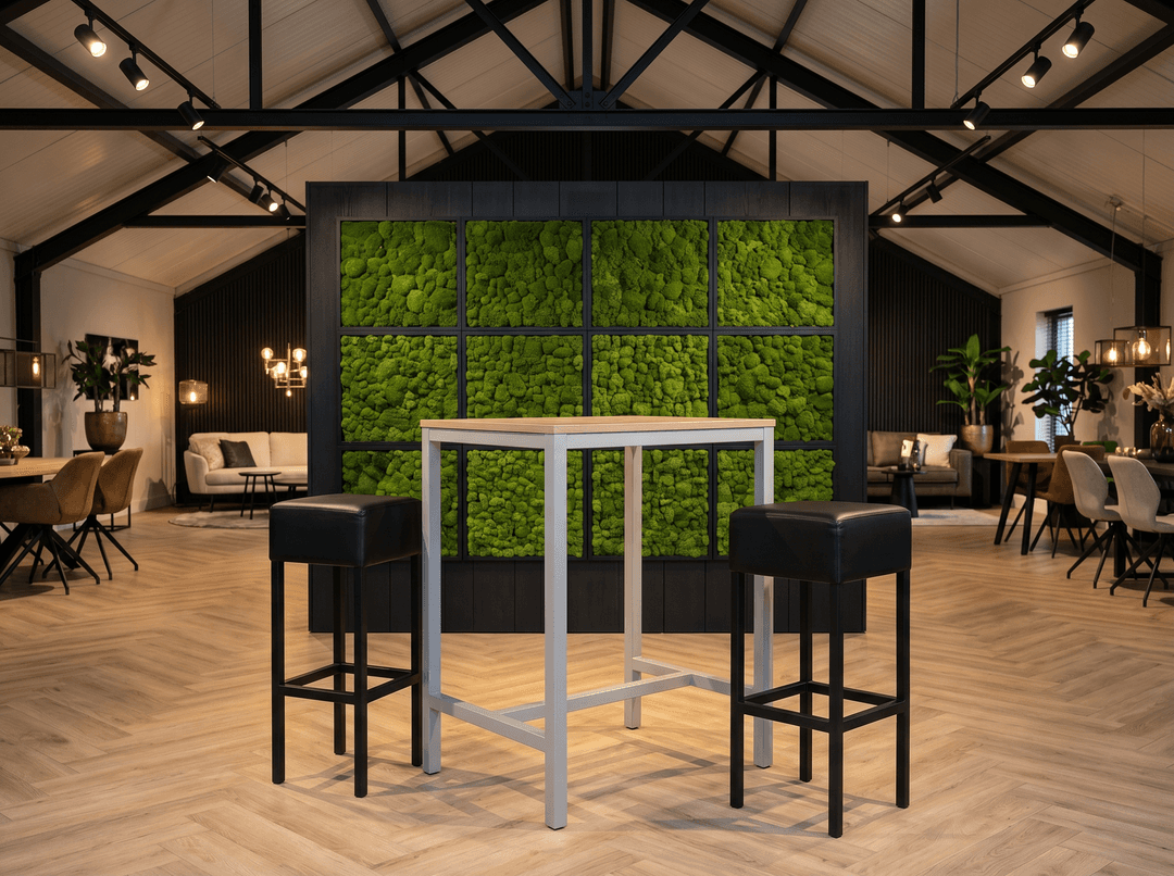 4-poots Bartafel vierkant 80x80cm Aluminium Natuur eiken