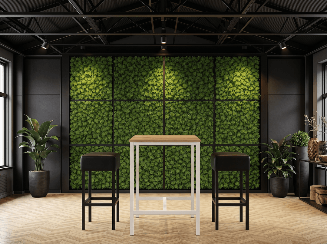 4-poots Bartafel vierkant 80x80cm Wit Natuur eiken
