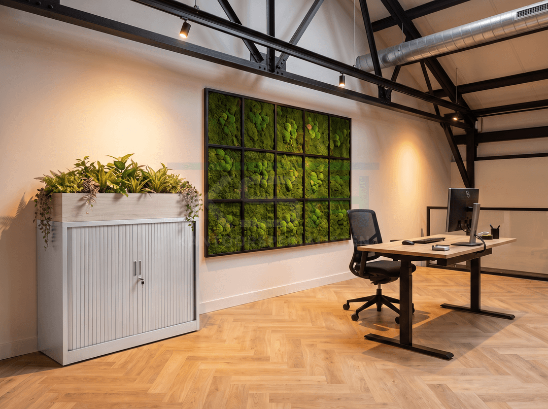 Roldeurkast Aluminium 105 x 120 x 43 cm Met plantenbak Midden eiken