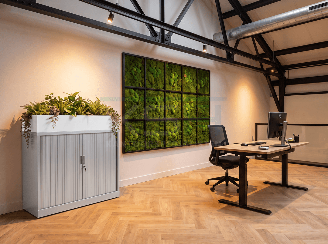 Roldeurkast Aluminium 118 x 120 x 43 cm Met plantenbak Wit