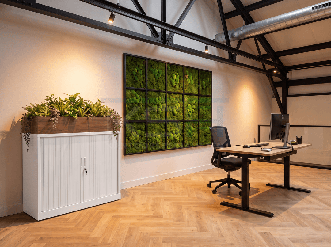Roldeurkast Wit 135 x 120 x 43 cm Met plantenbak Hickory Noten