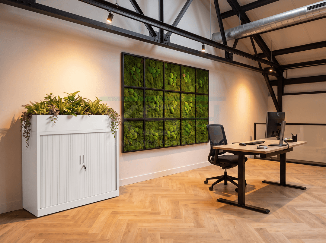 Roldeurkast Wit 105 x 120 x 43 cm Met plantenbak Wit