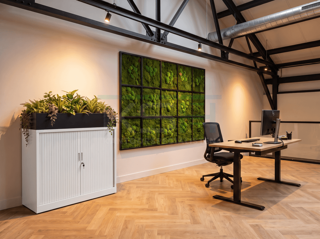 Roldeurkast Wit 105 x 120 x 43 cm Met plantenbak Zwart