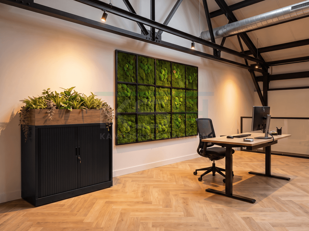 Roldeurkast Zwart 105 x 120 x 43 cm Met plantenbak Hickory Noten