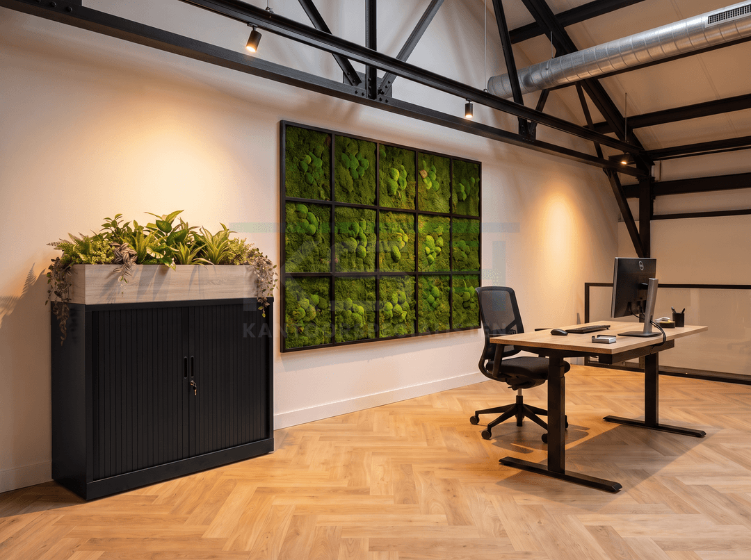 Roldeurkast Zwart 105 x 120 x 43 cm Met plantenbak Midden eiken