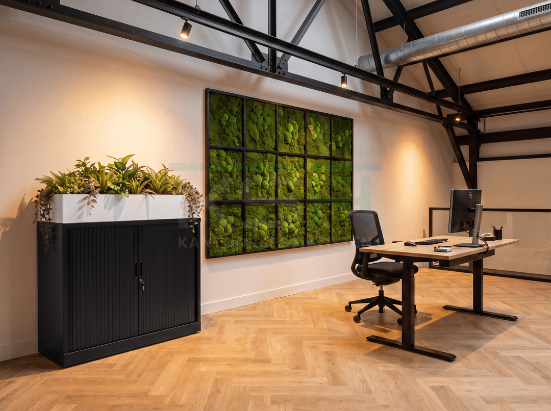 Roldeurkast Zwart 135 x 120 x 43 cm Met plantenbak Wit