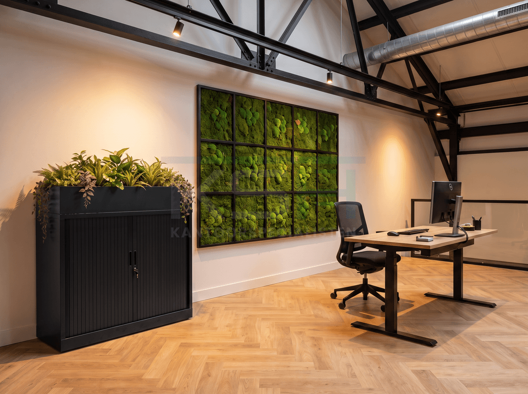 Roldeurkast Zwart 105 x 120 x 43 cm Met plantenbak Zwart