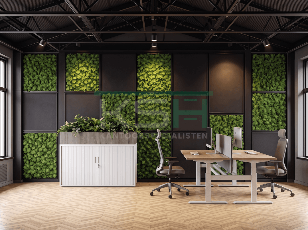 Roldeurkast Wit 72 x 120 x 43 cm Met plantenbak Bruin eiken