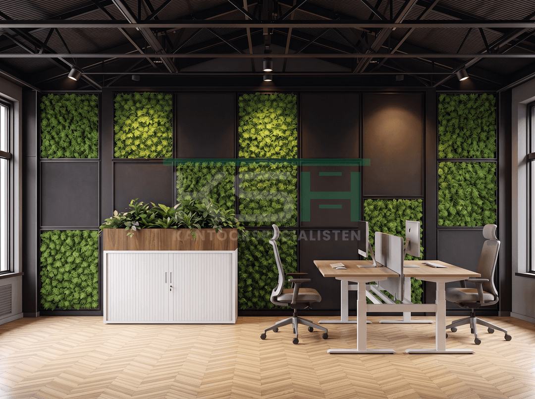 Roldeurkast Wit 72 x 120 x 43 cm Met plantenbak Hickory Noten