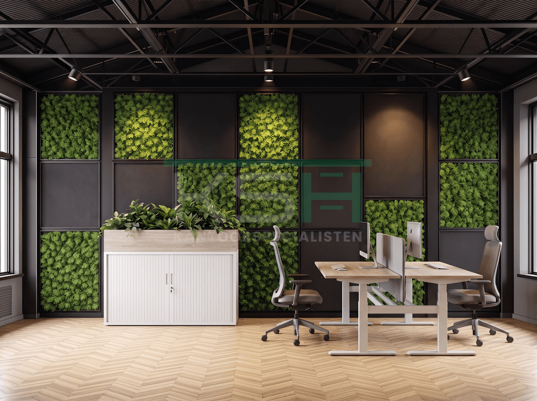 Roldeurkast Wit 72 x 120 x 43 cm Met plantenbak Midden eiken