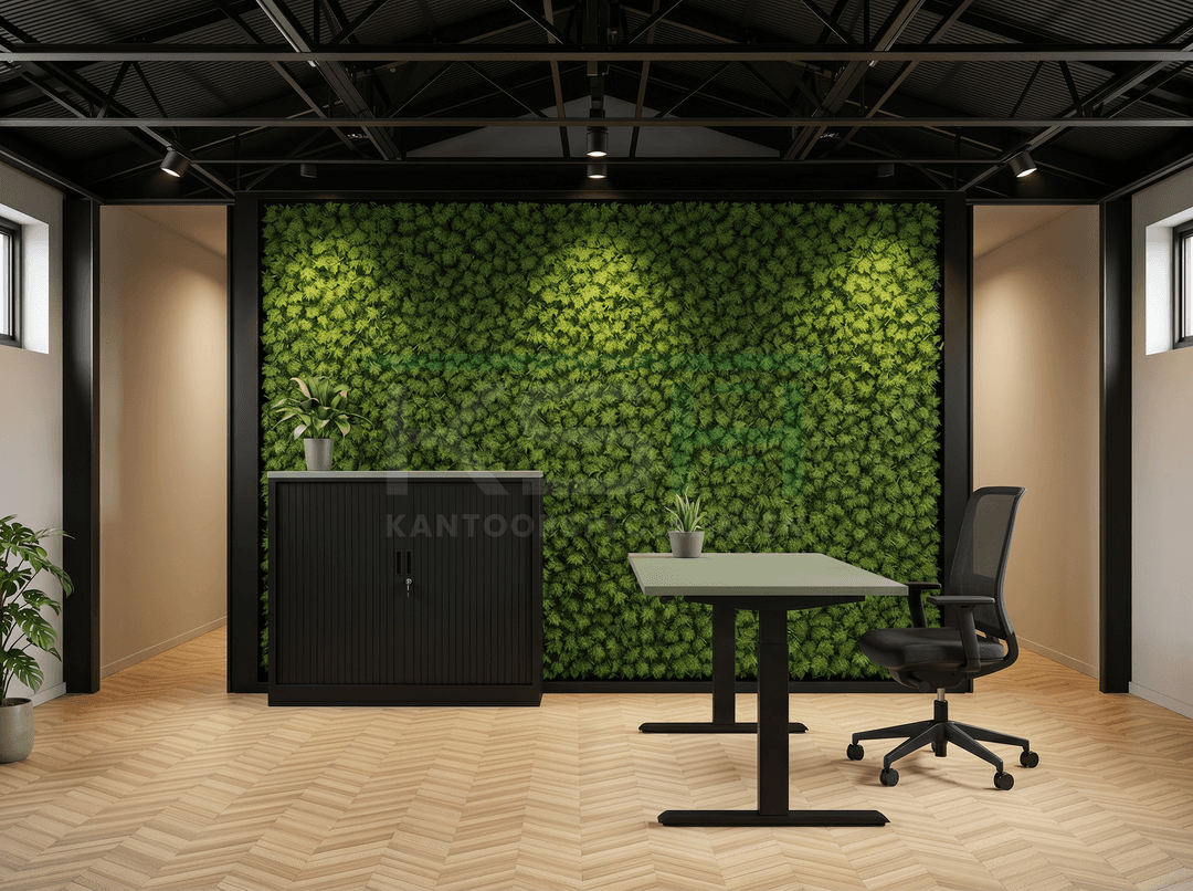 Roldeurkast Zwart 118 x 120 x 43 cm Met topblad Pine