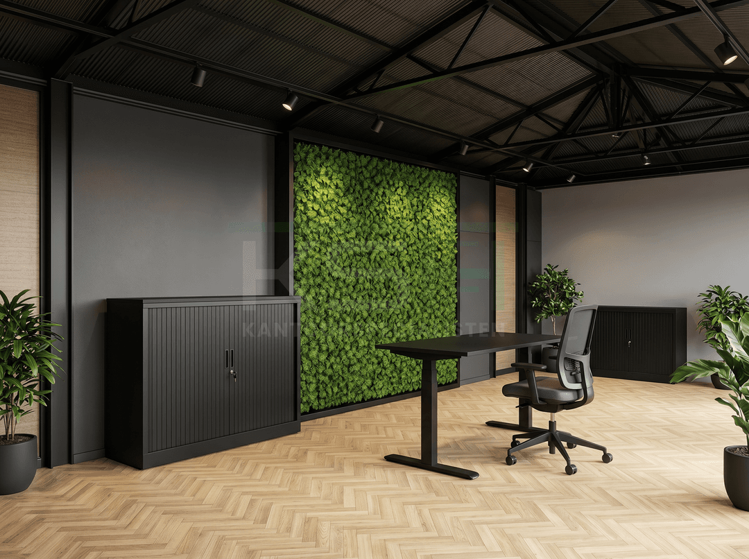 Roldeurkast Zwart 118 x 120 x 43 cm Met topblad Zwart